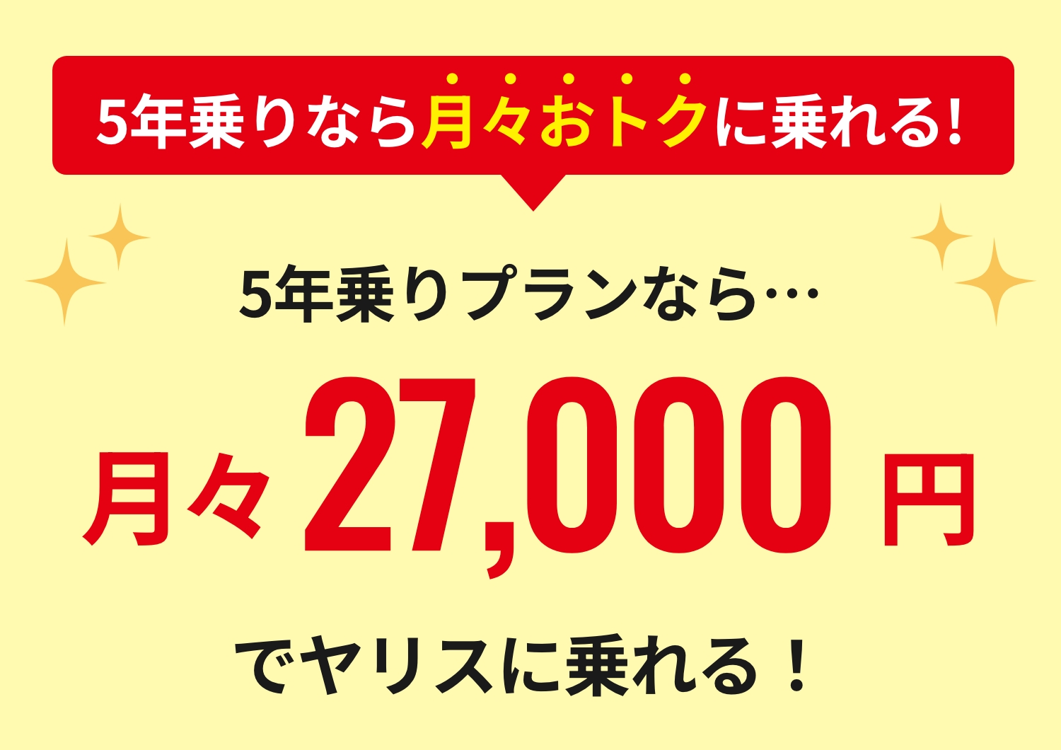 5年乗りプランなら...月々27,000円でヤリスに乗れる